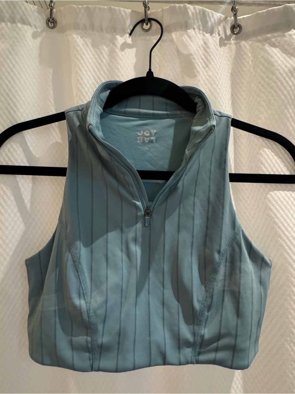 JoyLab Pale Blue Ribbed Zip-Front Sports Bra